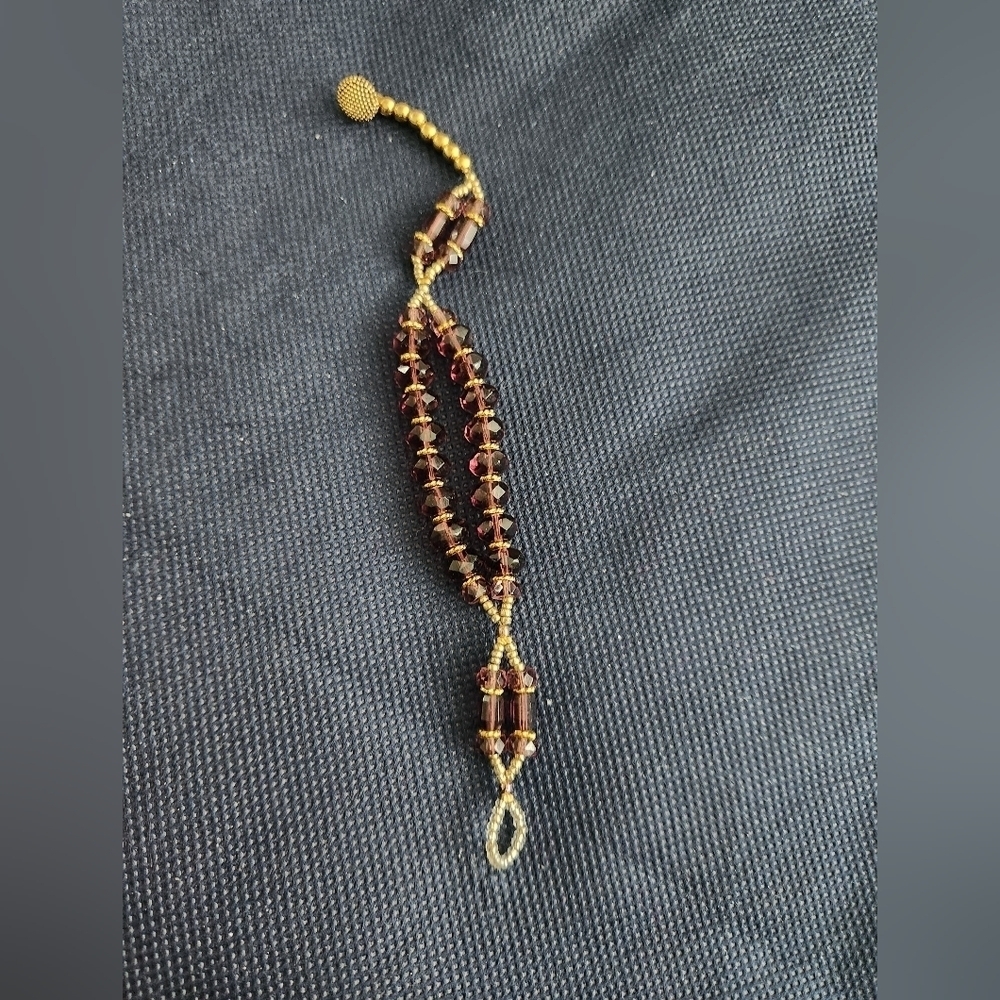 Guatemalan Genuine Amethyst & Gold Bead Bracelet